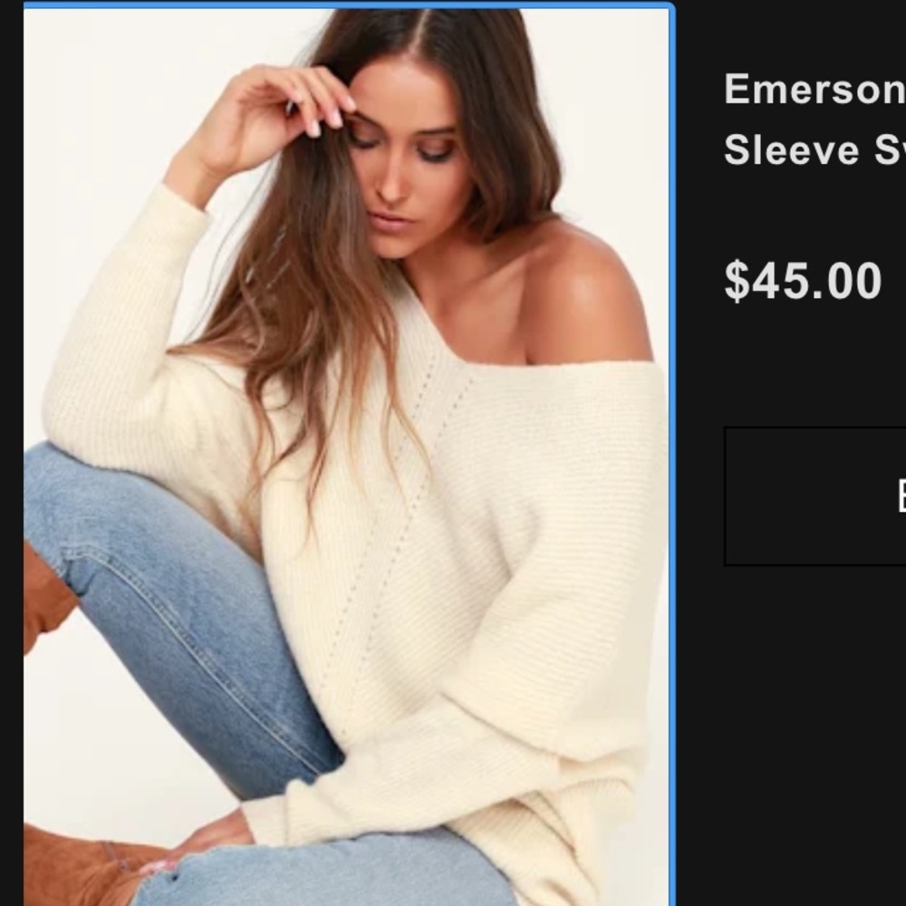Lulu’s Cozy Cream Off-Shoulder Sweater